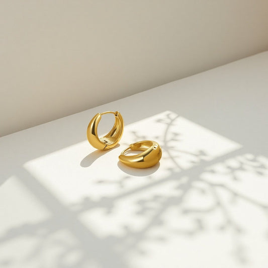 Crescent Hoop Earrings - Sylestial Jewel - Gold - waterproof jewelry - lifetime warranty