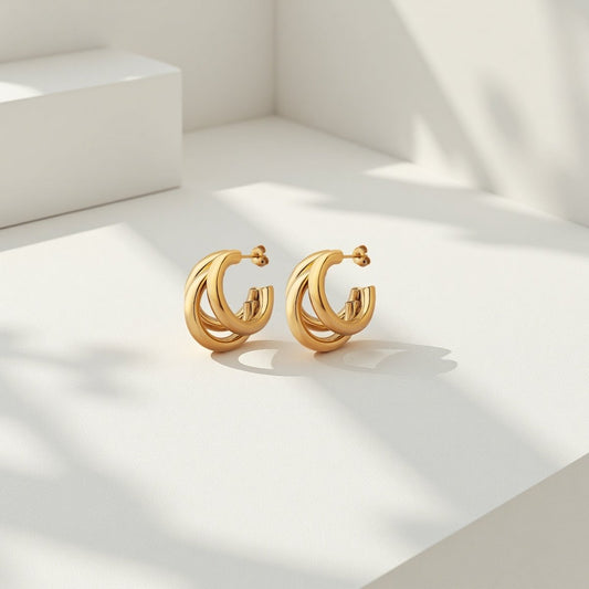 Multi Loop Hoop Earrings - Sylestial Jewel - Gold - waterproof jewelry - lifetime warranty