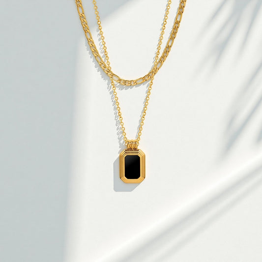 Onyx Luxe Pendant Necklace - Sylestial Jewel - Gold - waterproof jewelry - lifetime warranty