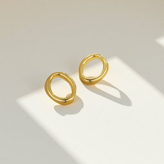 Sculpted Oval Earrings - Sylestial Jewel - Gold - waterproof jewelry - lifetime warranty