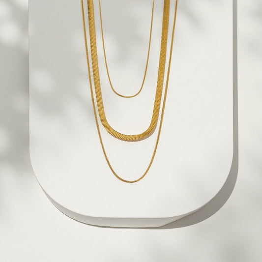 Triple Strand Chain Necklace - Sylestial Jewel - Gold - waterproof jewelry - lifetime warranty