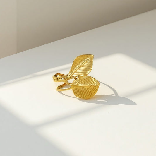 Double Leaf Ring - Sylestial Jewel - waterproof jewelry - lifetime warranty