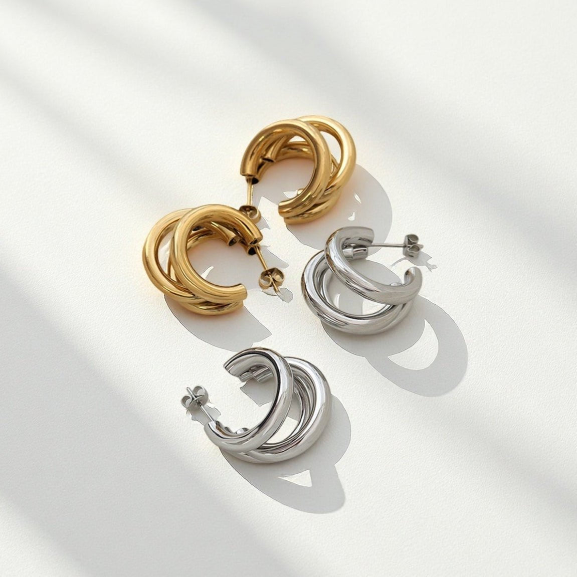 Multi Loop Hoop Earrings - Sylestial Jewel - Gold - waterproof jewelry - lifetime warranty