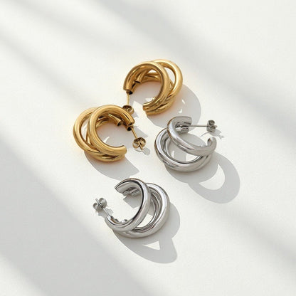 Multi Loop Hoop Earrings - Sylestial Jewel - Gold - waterproof jewelry - lifetime warranty