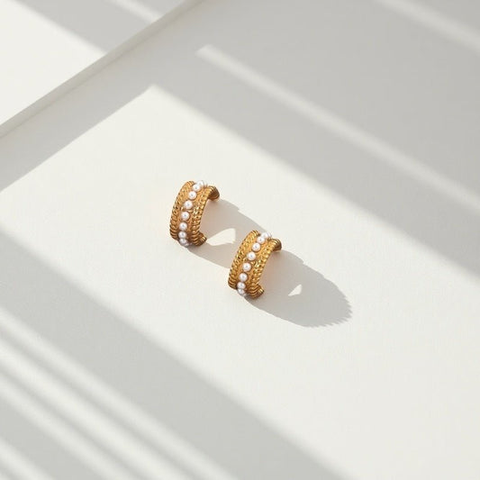 Pearl Ridge Delphine Hoops - Sylestial Jewel - waterproof jewelry - lifetime warranty