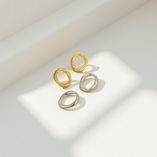 Sculpted Oval Earrings - Sylestial Jewel - Gold - waterproof jewelry - lifetime warranty