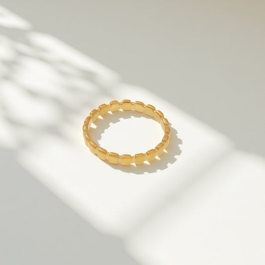 Square Bead Band Ring - Sylestial Jewel - Gold - waterproof jewelry - lifetime warranty