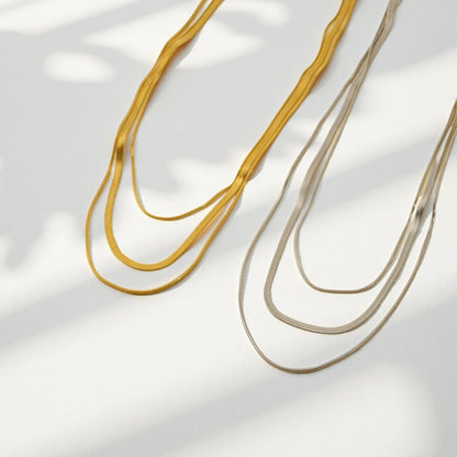 Triple Strand Chain Necklace - Sylestial Jewel - Gold - waterproof jewelry - lifetime warranty
