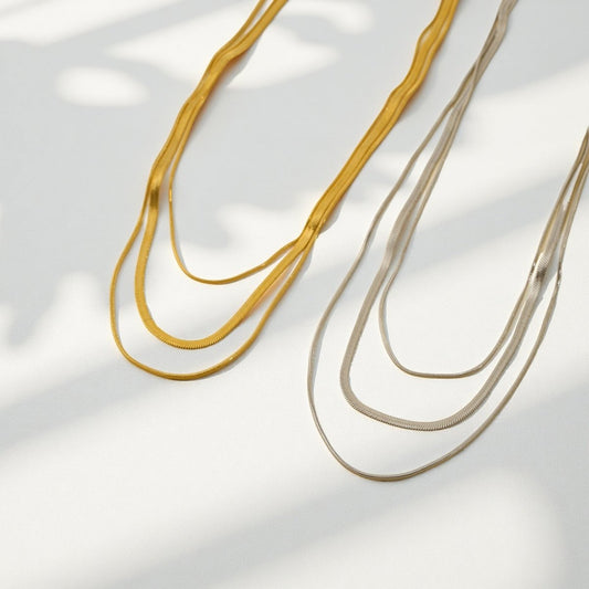 Triple Strand Chain Necklace - Sylestial Jewel - Gold - waterproof jewelry - lifetime warranty