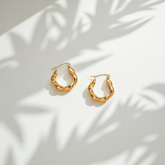 Twisted Dome Hoop Earrings - Sylestial Jewel - waterproof jewelry - lifetime warranty